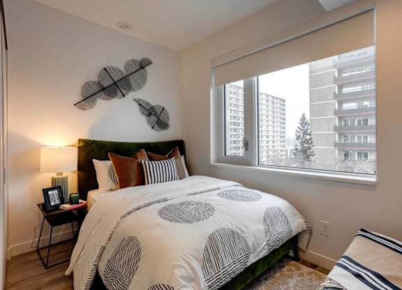 Bedroom With Windows at Citizen on Jasper, Edmonton, Alberta
