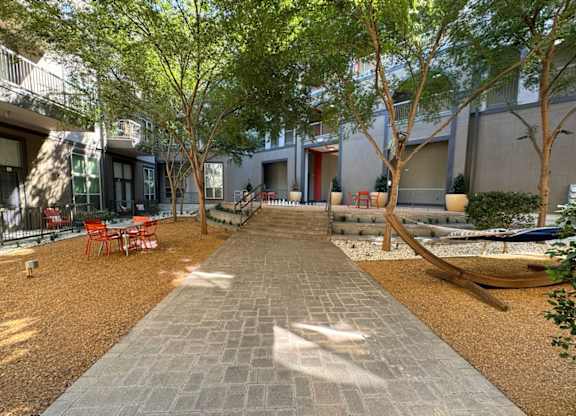 Safe Walking Paths In Courtyard at Civic at Frisco Square Apartments, Frisco, 75034