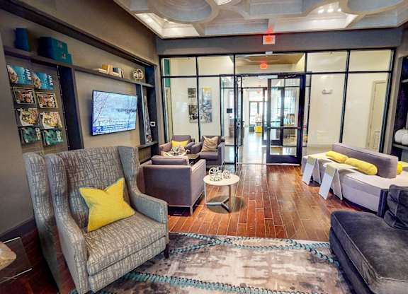 Community Clubhouse With TV at Civic at Frisco Square Apartments, Frisco