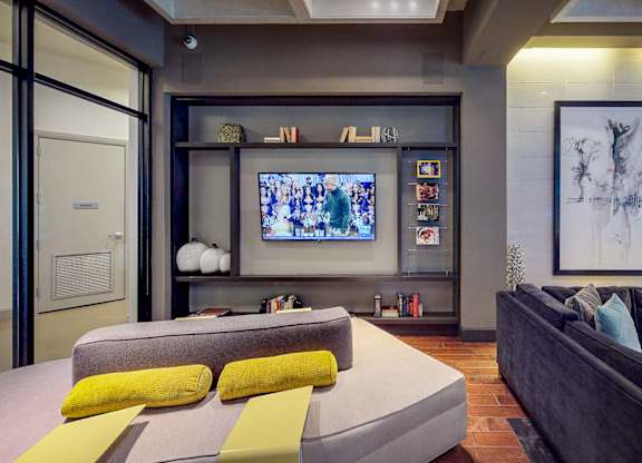 Community Clubhouse With TV at Civic at Frisco Square Apartments, Frisco