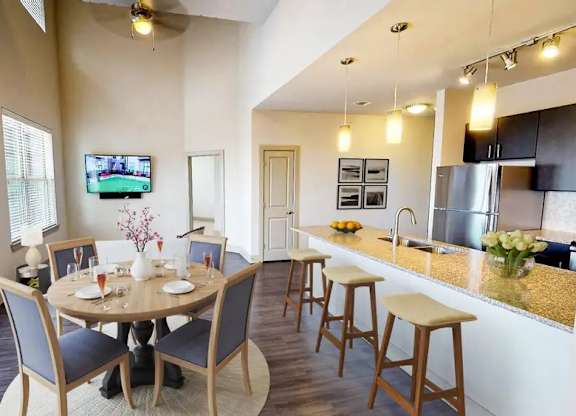 Living Room Come Kitchen View at Civic at Frisco Square Apartments, Texas, 75034