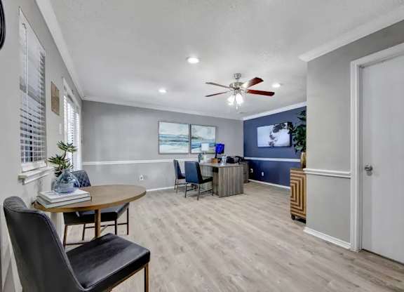 Office space with desk and dining area at South Meadows Apartments, Red Oak, Texas