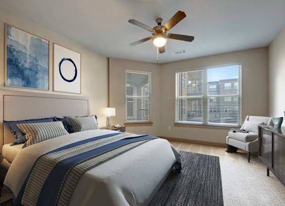 Lavish Bedroom at Civic at Frisco Square Apartments, Texas