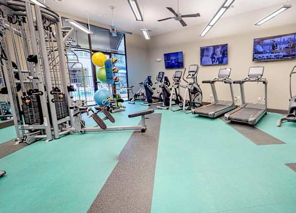 Fitness Center With Modern Equipment at Civic at Frisco Square Apartments, Frisco, TX