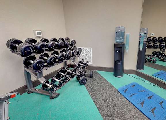 24-Hour Fitness Center With Free Weights at Civic at Frisco Square Apartments, Texas, 75034
