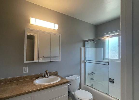 a bathroom with a sink toilet and a shower