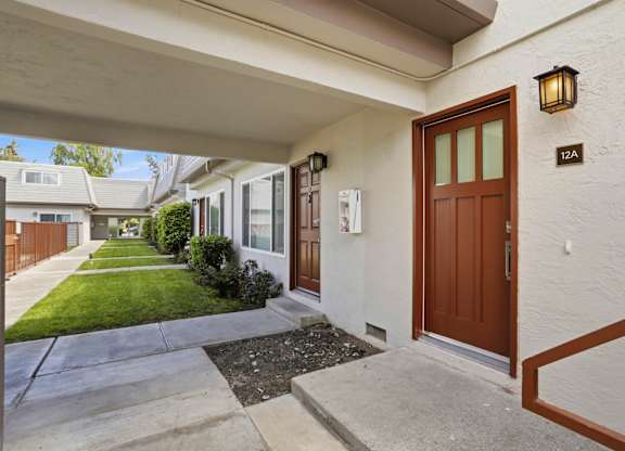 A brown door is on the right side of the image.
