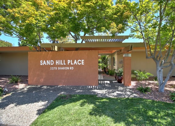 The image shows the entrance to Sand Hill Place, located at 2276 Sharon Rd.