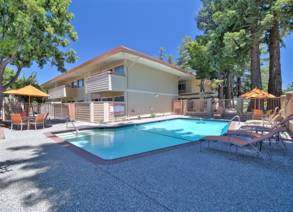 A house with a pool in the backyard.