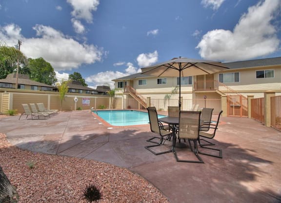 Pool side sitting area at South Mary Place, Sunnyvale