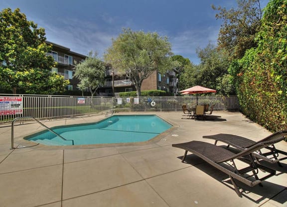 Pool sundeck and patio at The Luxe, California, 95051