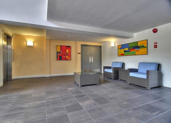 Interior decor with wall frames at The Luxe, Santa Clara, CA