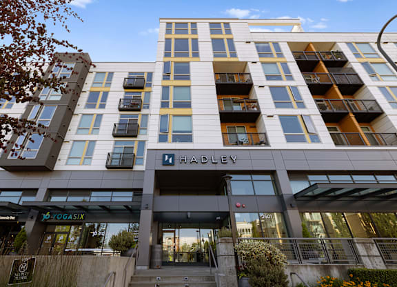 A modern building with the name