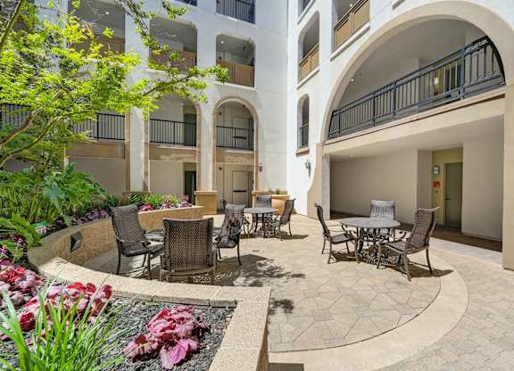 Courtyard with tables and chairs at Renaissance Square, Concord, CA