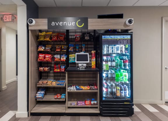 A vending machine with a variety of snacks and drinks.