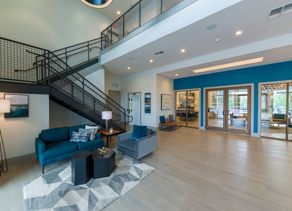 Two story loft with industrial staircase at Ciel Luxury Apartments, Jacksonville, Florida
