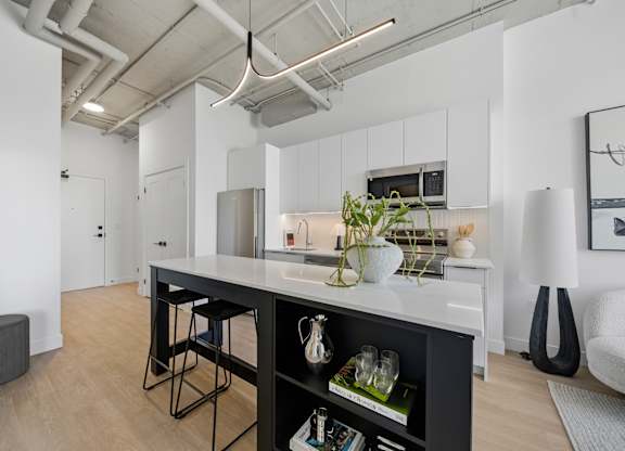 Kitchen with Counter at Richmond Square, London