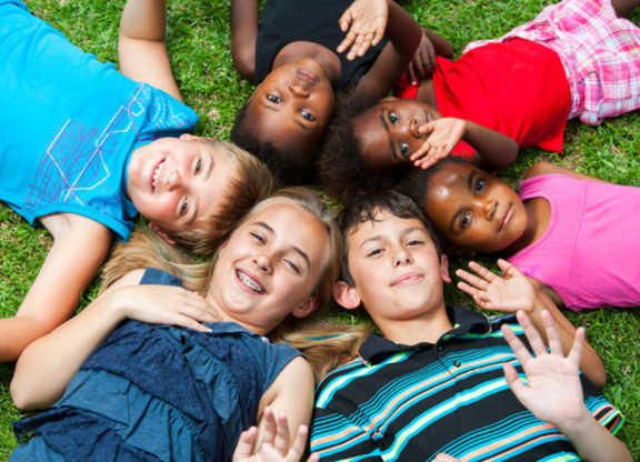 Stock photo of group of multiracial children
