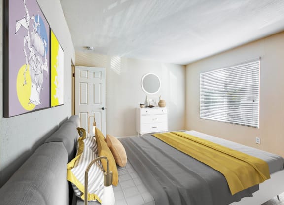a bedroom with a bed and a couch  at Pleasanton Place, Pleasanton, CA