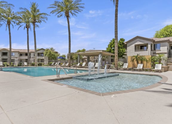 A beautifully resurfaced pool to enjoy in the summer months  at Adiamo Palm Valley, Arizona
