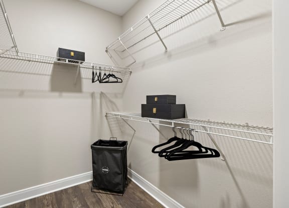 the spacious walk in closets in the common areas of our apartments atrium apartments at The Verandah, Austin, 78726