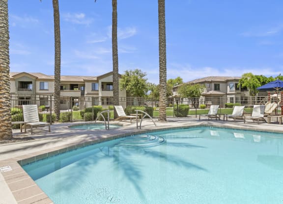 A beautifully resurfaced pool to enjoy in the summer months  at Adiamo Palm Valley, Arizona