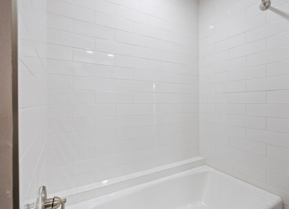 A bathroom with a bathtub and a shower at Waters Edge Apartment Homes, Georgetown
