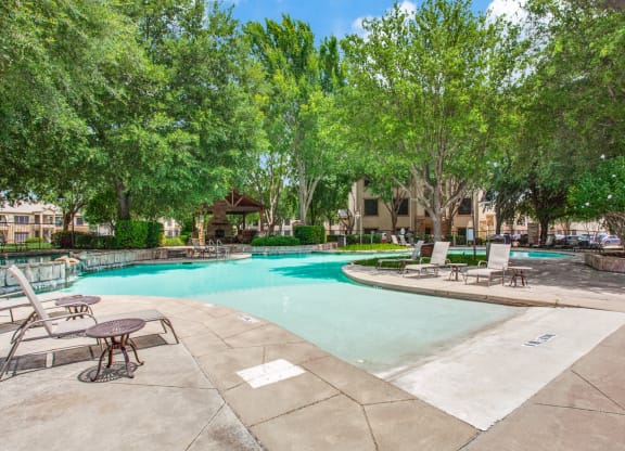 Resort Style Pool with beach entry at The Canyons Apartments, Fort Worth, TX, 76116
