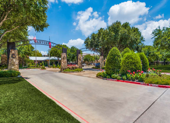 Community Entrance at The Canyons Apartments, Fort Worth, TX