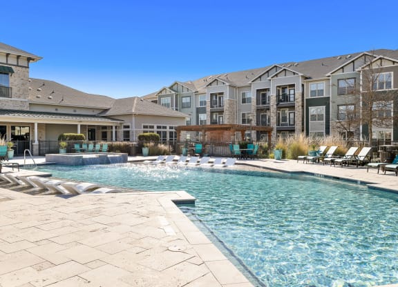 Extensive Resort Inspired Pool Deck at North Creek, Hutto, TX