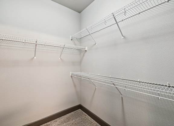 Empty white shelves in a room.at North Creek, Hutto