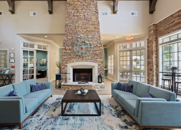 Lobby Area With Fireplace  at Stone Oak @ Parmer, Austin, TX