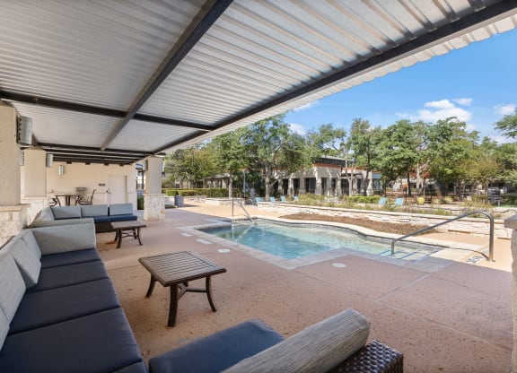 Poolside Area at Artisan Apartments & Shops, Austin, TX 78729