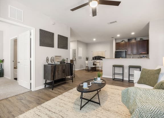 Living Room With Kitchen at Las Brisas Apartment Homes, Round Rock, 78665