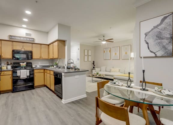 our apartments at the district feature a spacious kitchen and living room  at The Vista on Brodie, Texas, 78745
