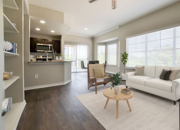 Open floor plan layouts with large windows at The Legends at Eagle Mountain Lake, Texas