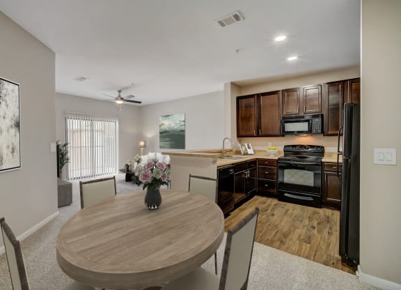Dining And Kitchen View at Las Brisas Apartment Homes, Round Rock, Texas