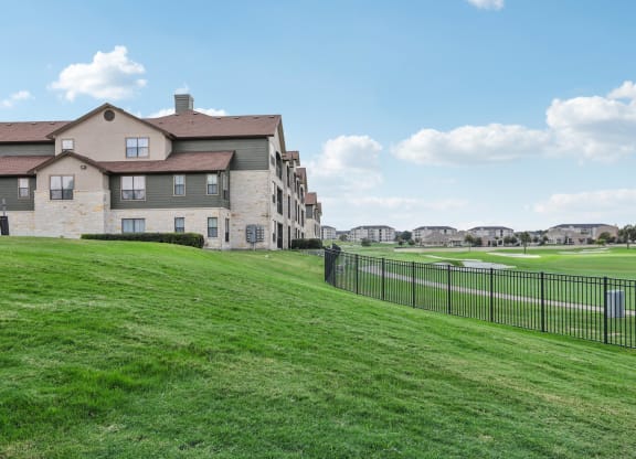 large green spaces and apartment complex on Star Ranch Golf Course