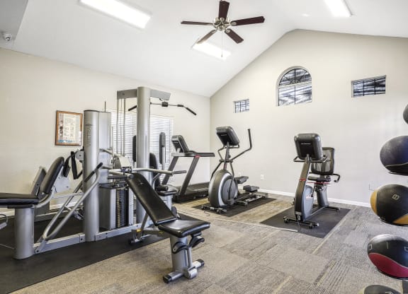 the gym with cardio equipment at the preserve at greatstone at The Legends at Eagle Mountain Lake, Fort Worth, TX, 76179