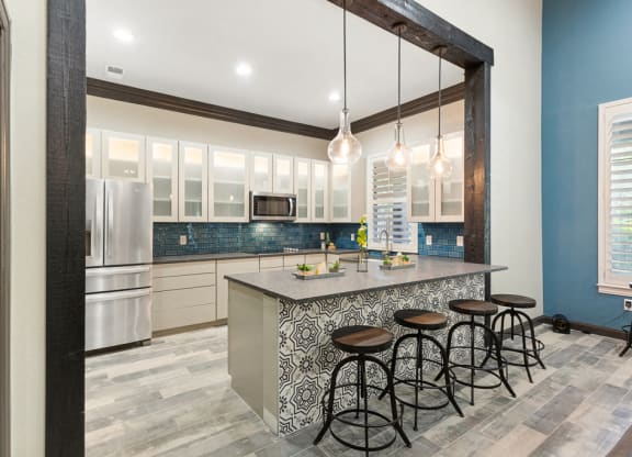 Clubhouse Kitchen at Sonterra Apartment Homes, Austin, Texas