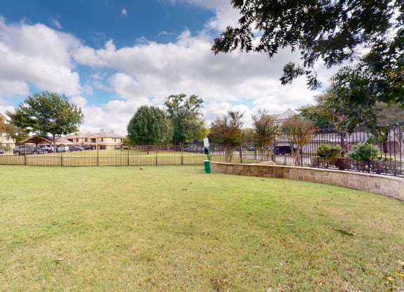 spacious outdoor dog park at The Canyons Apartments, Fort Worth, Texas