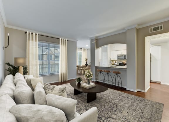 a living room with a couch and a coffee table