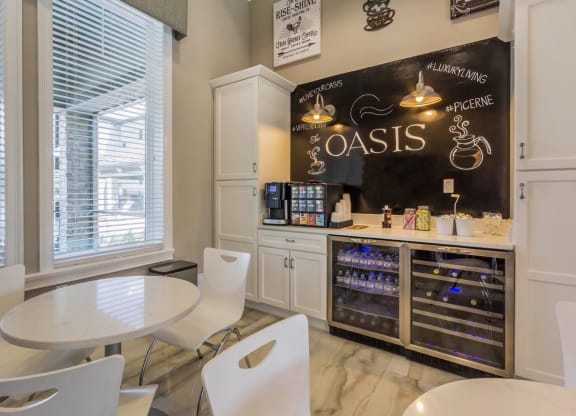 Clubhouse interior with dining at The Oasis at Crosstown, Orlando