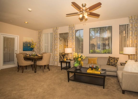 yellow light and ceiling fan at The Aliante by Picerne, Scottsdale, Arizona