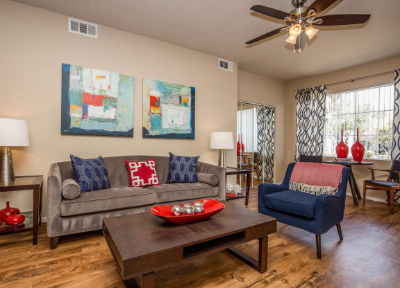 Living room area decor at The Belmont by Picerne, Las Vegas