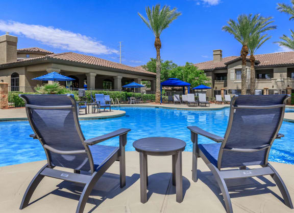 Swimming pool view seating area at The Cantera by Picerne, Las Vegas