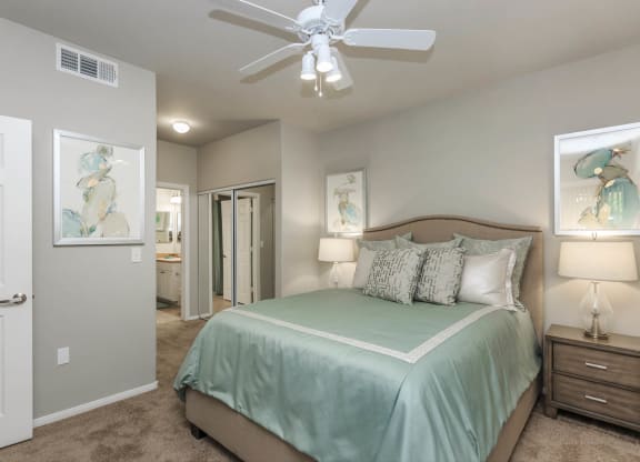 Bedroom with window view at The Covington by Picerne, Las Vegas, 89139