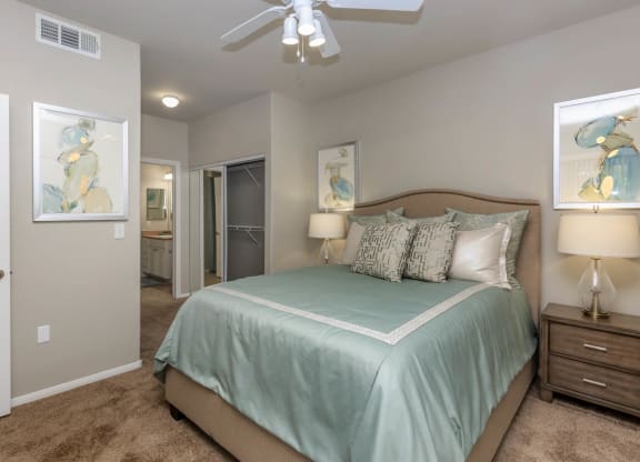 Bedroom area with cozy bed at The Covington by Picerne, Las Vegas