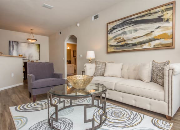 Living room with frame at The Fairways by Picerne, Las Vegas, 89141