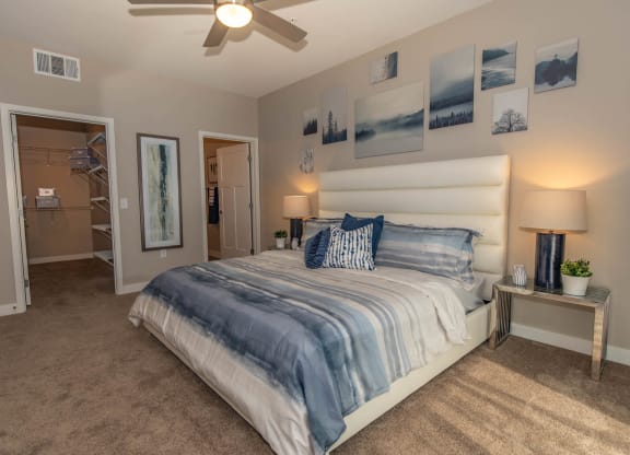 Bedroom with ceiling fan and lights1 at Level 25 at Cactus by Picerne, Nevada, 89141